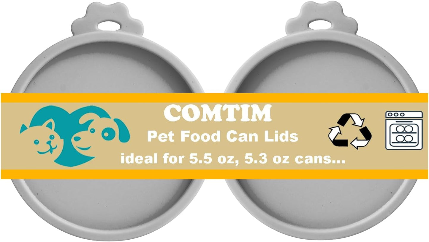 COMTIM Cat Food Can Covers Lids for 5.5 oz Cans, 2 Pack Silicone Cat Food Can Lids for 5.5 oz 5.3 oz Cans...Pet Food Can Covers Reusable Can Toppers Savers for Wet Food