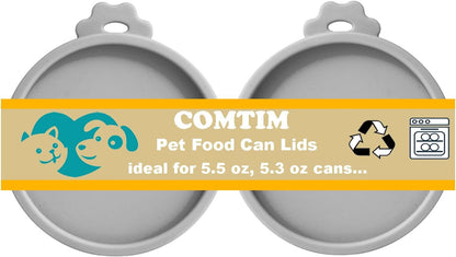 COMTIM Cat Food Can Covers Lids for 5.5 oz Cans, 2 Pack Silicone Cat Food Can Lids for 5.5 oz 5.3 oz Cans...Pet Food Can Covers Reusable Can Toppers Savers for Wet Food