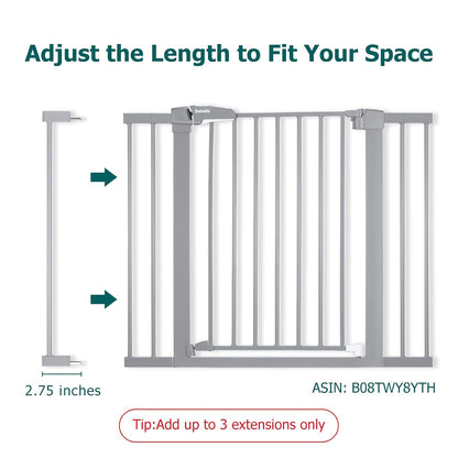 BABELIO Baby Metal Gate Extension with Wood Pattern, 5.5'' Extra Wide Pet Gate for Stairs & Doorways, Pressure Mounted Baby Gate Dog Gate, No Tools Required, 30'' Tall