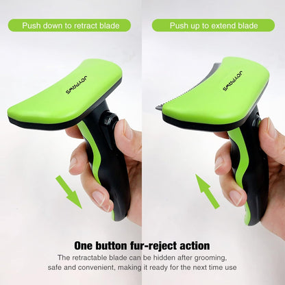 Pet Grooming Brush for Dogs and Cats, Self-Cleaning Undercoat Deshedding Tool, Effectively Reduces Shedding by Up to 95%, Long or Short Hair Remover for Grooming, Green, Hair Brush