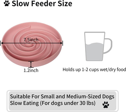 Bifeaw Slow Feeder Dog Bowls, Dishwasher Microwave Safe Silicone Puppy Puzzle Bowl with Non-Slip Design for Eating (Grey Green)