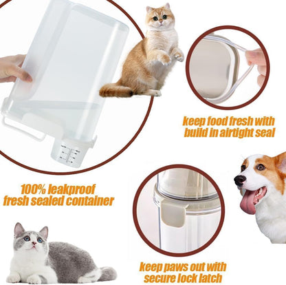 Dog Cat Food Storage Container, Pet Food Container Airtight with Large Spout & Cup, BPA-Free Plastic Food Dispenser for Pet Food, Bird Seed, Rice, Flour - Pink 2.5-5lb (1 pack)