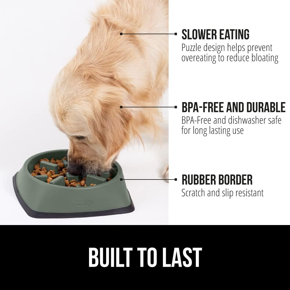 GORILLA GRIP® Patented BPA Free Slow Feeder Dog Bowls, Interactive Puzzle Toy for Dogs and Cats Food Training Enrichment, Keeps Pets Busy and Prevents Puppy Overeating, Small Breeds, 1 Cup, Gray