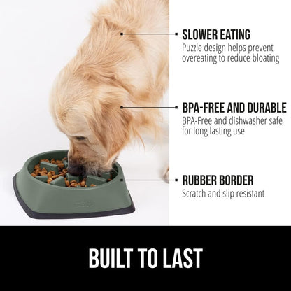 GORILLA GRIP® Patented BPA Free Slow Feeder Dog Bowls, Interactive Puzzle Toy for Dogs and Cats Food Training Enrichment, Keeps Pets Busy and Prevents Puppy Overeating, Small Breeds, 1 Cup, Gray