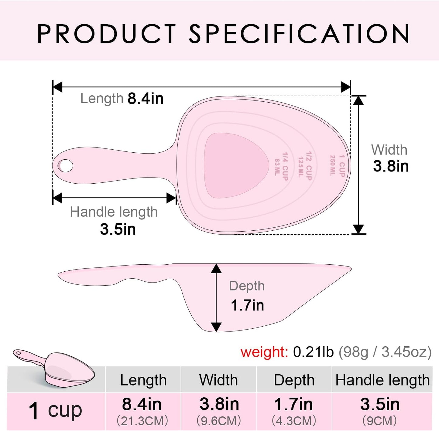 1-Cup Melamine Pet Food Scoop — Precise Feeding & Weight-Management Measuring Scoop for Dogs & Cats, BPA-Free, Durable, Dishwasher-Safe (Baby Blue)
