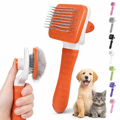 Self-Cleaning Slicker Brush, Dog Cat Bunny Pet Grooming Shedding Brush, Easy to Remove Loose Undercoat, Pet Massaging Tool Suitable for Pets with Long or Short Hair (Black)
