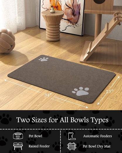 PADOOR Pet Feeding Mat-Absorbent Dog Mat for Food and Water Bowl-No Stains Easy Clean Dog Food Mat-Quick Dry Water Dispenser-Puppy Supplies Accessories