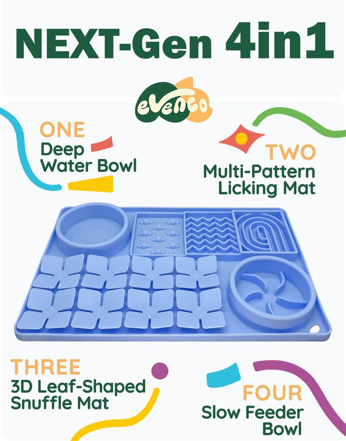 Slow Feeder Bowl, Silicone Lick Mat with Suction Cups for Dog Cat, Snuffle Mat for Pet Smell Training, Puzzle Toys for Bored Puppy, Interactive Sniff Mat for Slow Eating and Keep Busy, Green