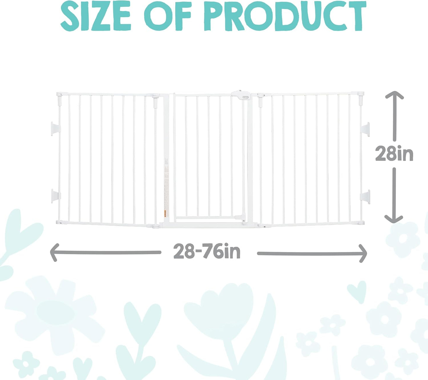 Regalo Safety 28"-76” Super Wide Configurable Baby Gate for Doorways & Open Spaces, 3-Panel Wall Mounted Safety Gate with Door for Babies, Toddlers & Pets, Includes Wall Mount Hardware