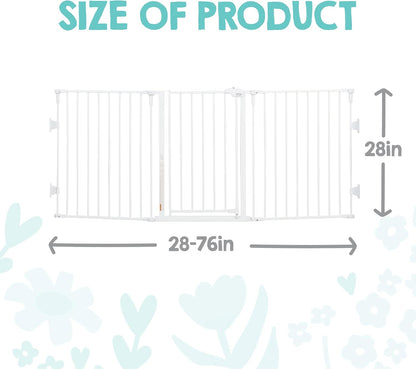 Regalo Safety 28"-76” Super Wide Configurable Baby Gate for Doorways & Open Spaces, 3-Panel Wall Mounted Safety Gate with Door for Babies, Toddlers & Pets, Includes Wall Mount Hardware