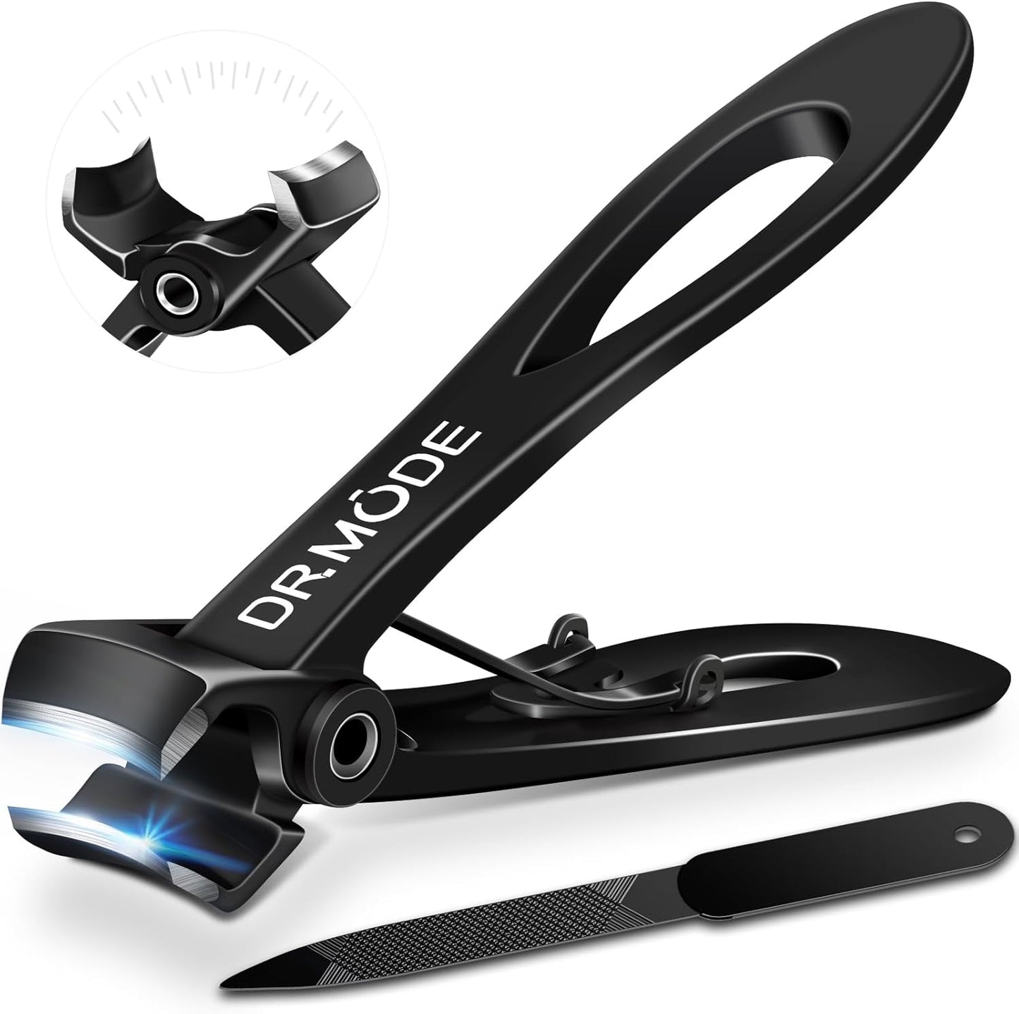 Toenail Clippers for Seniors Thick Toenails, Upgrade Angled Head Large Toe Nail Clippers for Men with Wide Jaw Opening, Sharp Heavy Duty Fingernail Clipper Cutter with Catcher Long Handle -Black