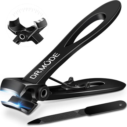 Toenail Clippers for Seniors Thick Toenails, Upgrade Angled Head Large Toe Nail Clippers for Men with Wide Jaw Opening, Sharp Heavy Duty Fingernail Clipper Cutter with Catcher Long Handle -Black