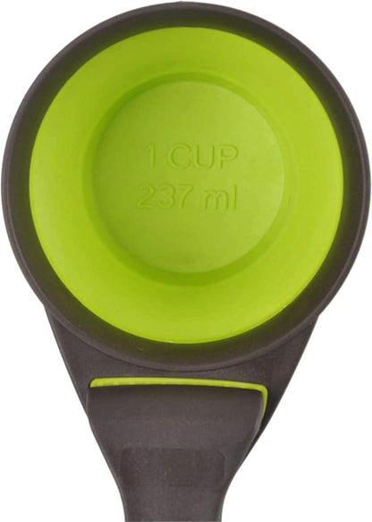 Collapsible Pet Scoop Silicone Measuring Cups Set Sealing Clip 3 in 1 Multi-Function Scoop Bowls Bag Clip for Dog Cat Food Water