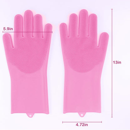Pet Grooming Gloves, Dog Washing Gloves with High-Density Teeth, Heat Resistant Silicone Dog Bath Scrubber with Enhanced Five Finger Design, Bathing and Massaging for Dogs and Cats