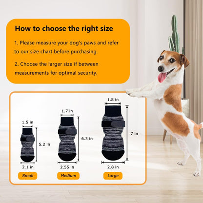 Dog Socks 12 Pack to Prevent Licking Paws, Anti Slip Dog Booties and Paw Protectors for Hardwood Floors Hot Pavement, Suitable for Small Medium Large Senior Dogs - Size Medium