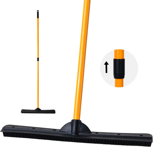 FURemover Pet Hair Removal Rubber Broom, 58" Telescopic Handle