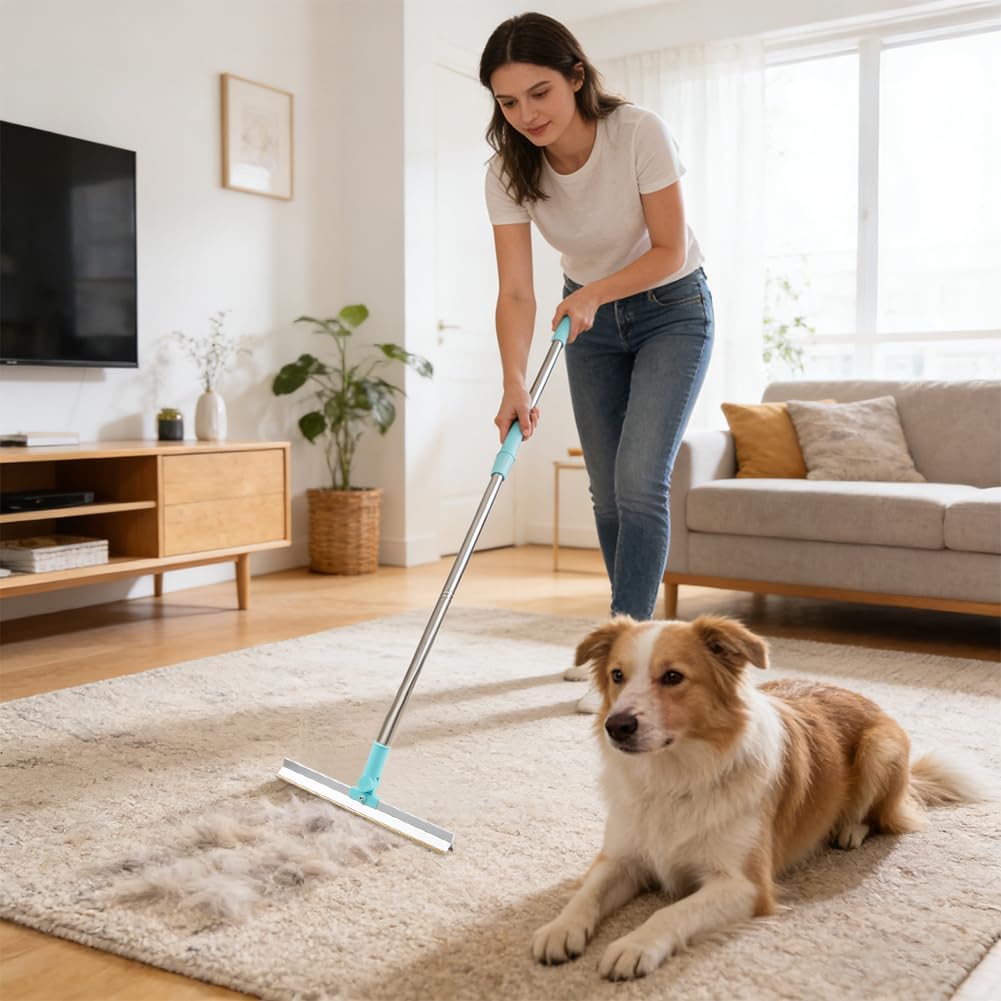 3Pcs Carpet Rake for Pet Hair Removal, with Adjustable Long Handle Pet Hair Removal Carpet Scraper, Dog & Cat Fur Brush & Scraper for Rugs, Floor Mats, Couches