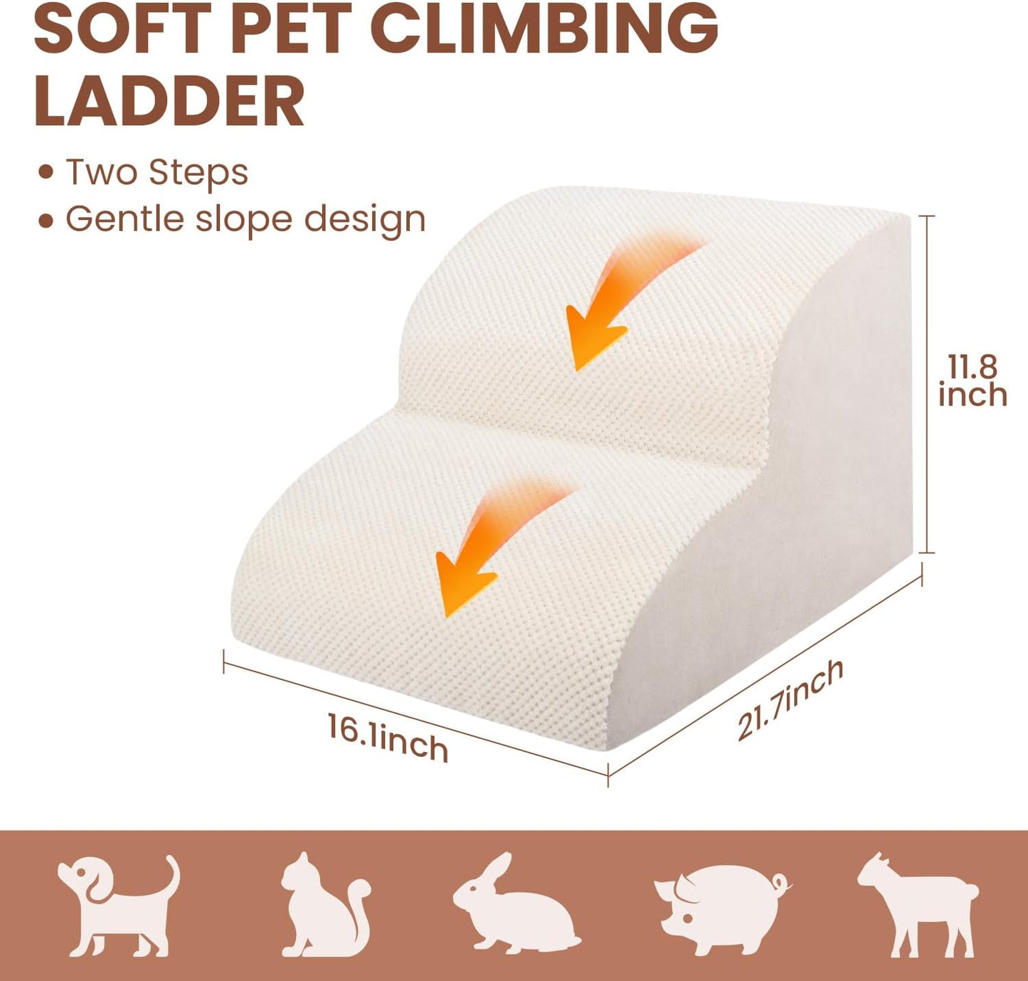 Dog Stairs for Small Dogs, 3 Tiers High Density Foam Dog Ramp, Extra Wide Non-Slip Pet Steps for High Beds Or Couch, Soft Foam Doggie Ladder for Dogs Injured, Older Pets, Small Cats