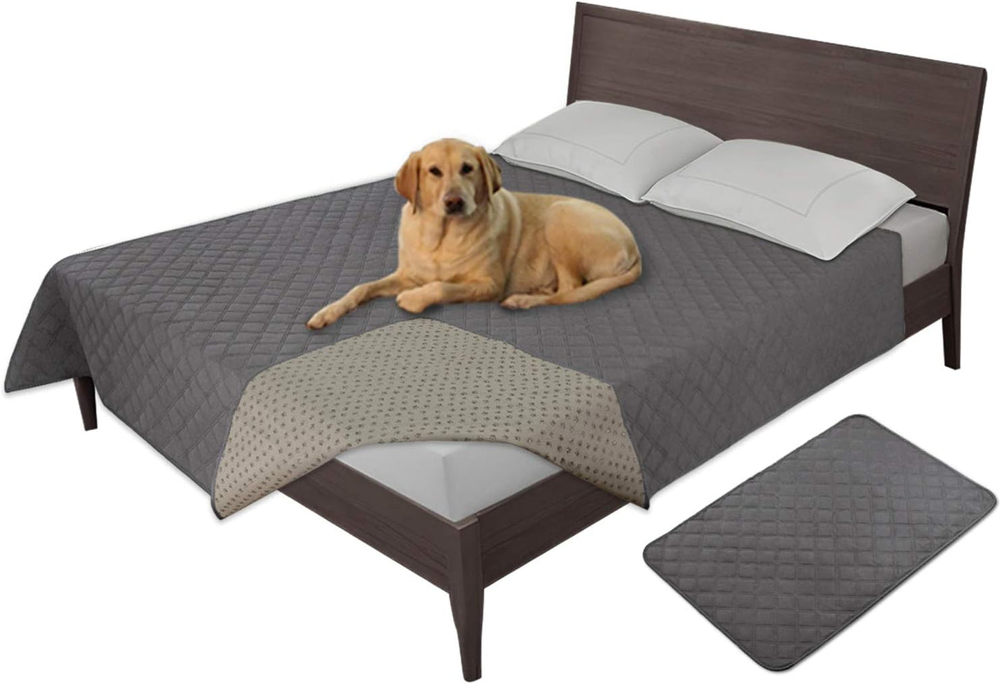 Easy-Going 100% Waterproof Dog Bed Cover, Non-Slip Pet Blanket for Furniture, Washable Couch Cover, Repleasement Sofa Cover (68x82 in,Gray)