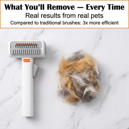 2-in-1 Pet Self Detangling Grooming Comb, Professional Dematting Tool & Undercoat Rake for Long Haired Dogs and Cats, Gentle Deshedding Brush to Remove Mats Tangles and Loose Fur.