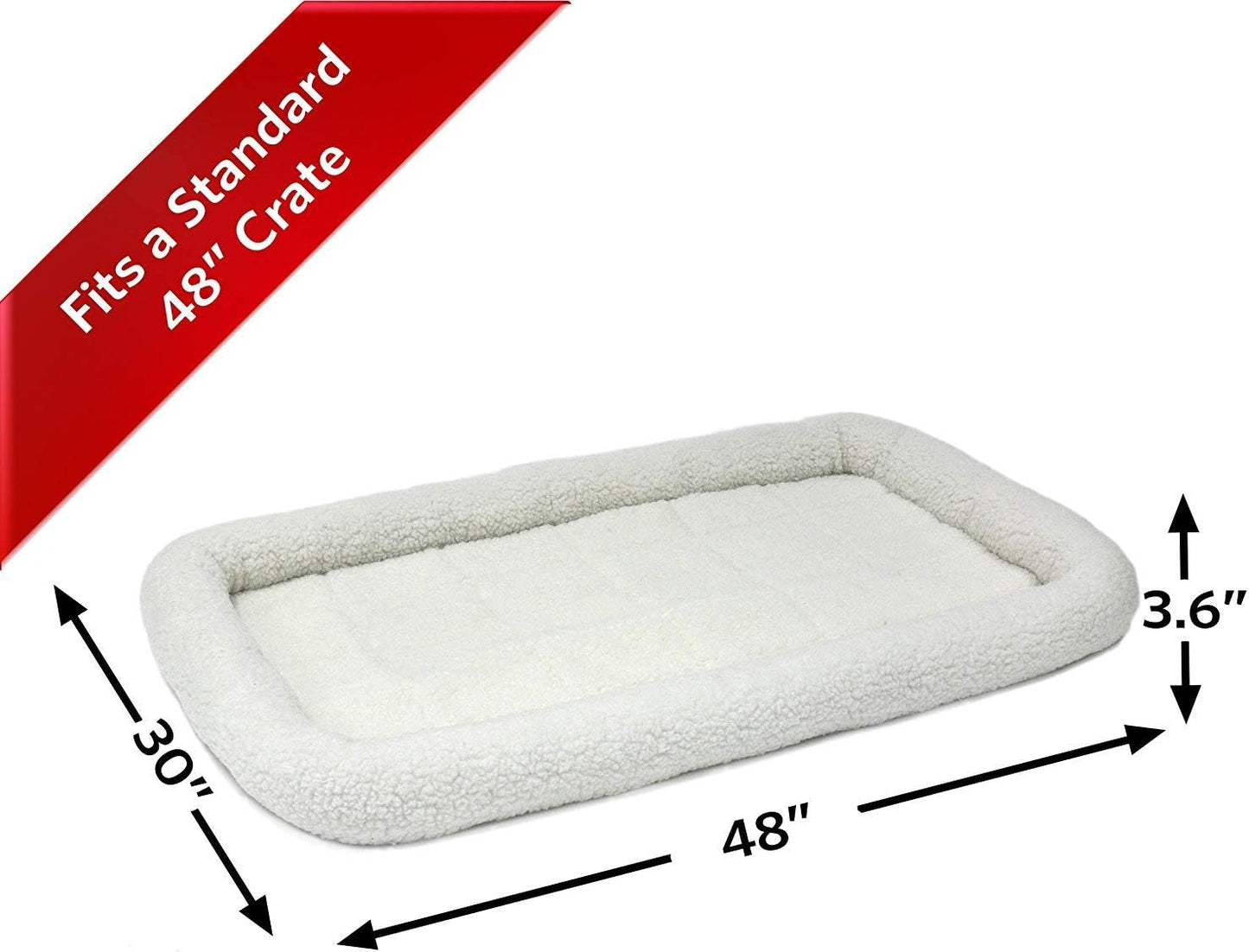 MidWest Homes for Pets QuietTime Dog Bed - White Fleece Bolster, Ultra-Soft and Machine Washable, Fits 24-Inch Crates and Carriers, for Small Breed Dogs