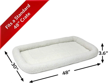 MidWest Homes for Pets QuietTime Dog Bed - White Fleece Bolster, Ultra-Soft and Machine Washable, Fits 24-Inch Crates and Carriers, for Small Breed Dogs