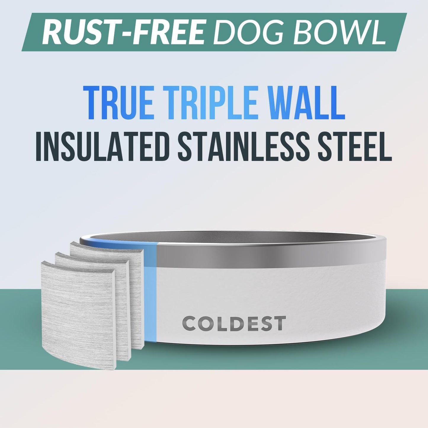 Coldest Dog Bowl - Anti Rust Metal, Non Slip, 3 Layers Insulated Stainless Steel Dog Bowls - Spill Proof & Heavy Duty - Water Bowl for Dogs, Cats & Pets, Dish Washer Safe (21 oz, Stealth Black)