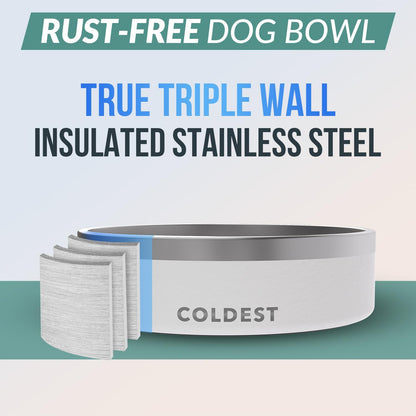Coldest Dog Bowl - Anti Rust Metal, Non Slip, 3 Layers Insulated Stainless Steel Dog Bowls - Spill Proof & Heavy Duty - Water Bowl for Dogs, Cats & Pets, Dish Washer Safe (21 oz, Stealth Black)