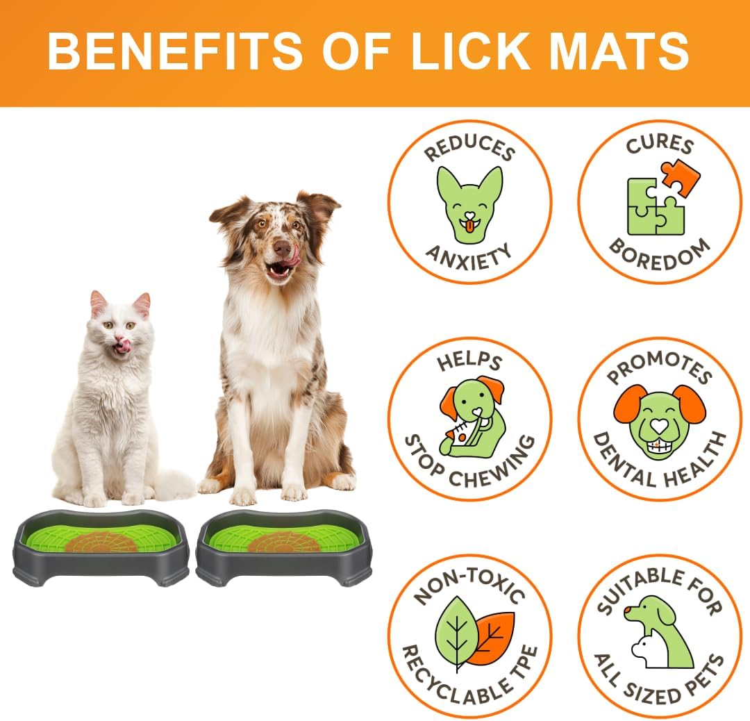 Neater Pets Neat-LIK Dog Lick Mat w/Mess-Proof Tray, Lick Mat for Dogs, Cats, Puppy, Reduces Anxiety & Boredom, Peanut Butter Slow Feeder, Interactive Treat Licking Pad (Green/Vanilla Bean)