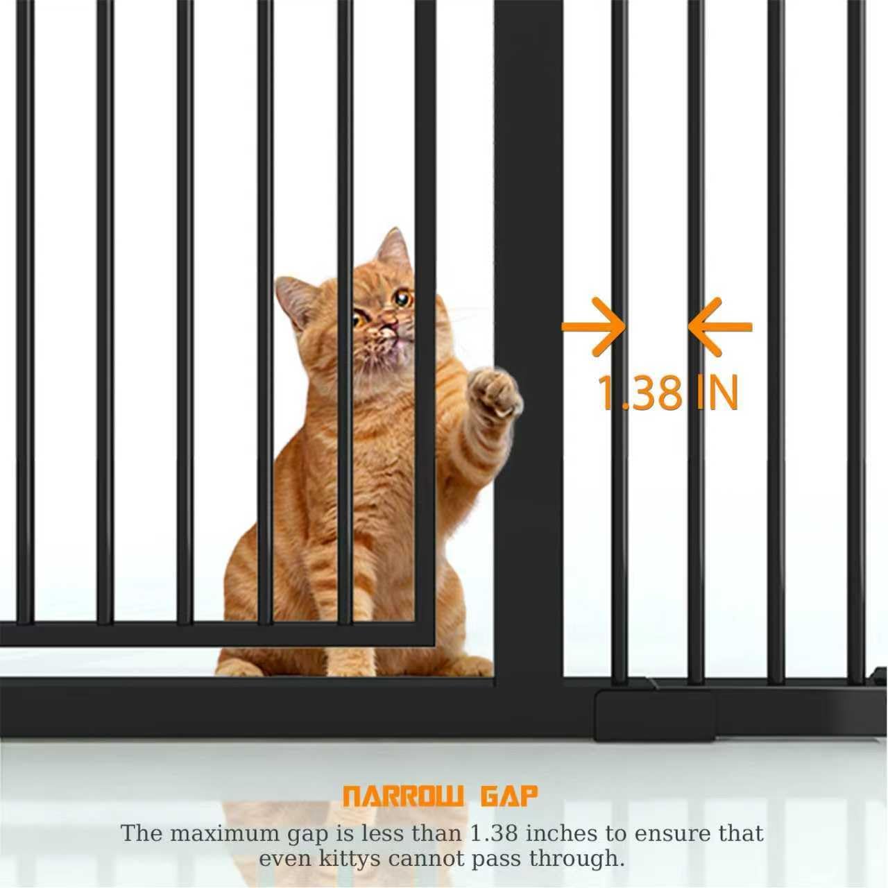 74.8" Extra Tall Pet Gate for Cat, 29.5"-36" Extra Wide Cat Gate with 8 Pressure Bolts, NO Drilling Pressure Mounted Tall Dog Gate Indoor, (White)