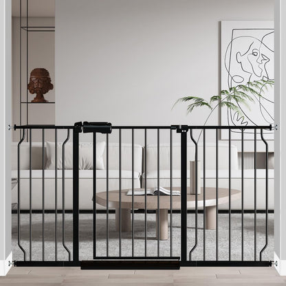 Fairy Baby Extra Wide Baby Gate Black 57.5-62 Inch Wide, Walk Through Pressure Mounted No Drill for Doorways, Long and Large Tension Dog Gates for Pet and Kids