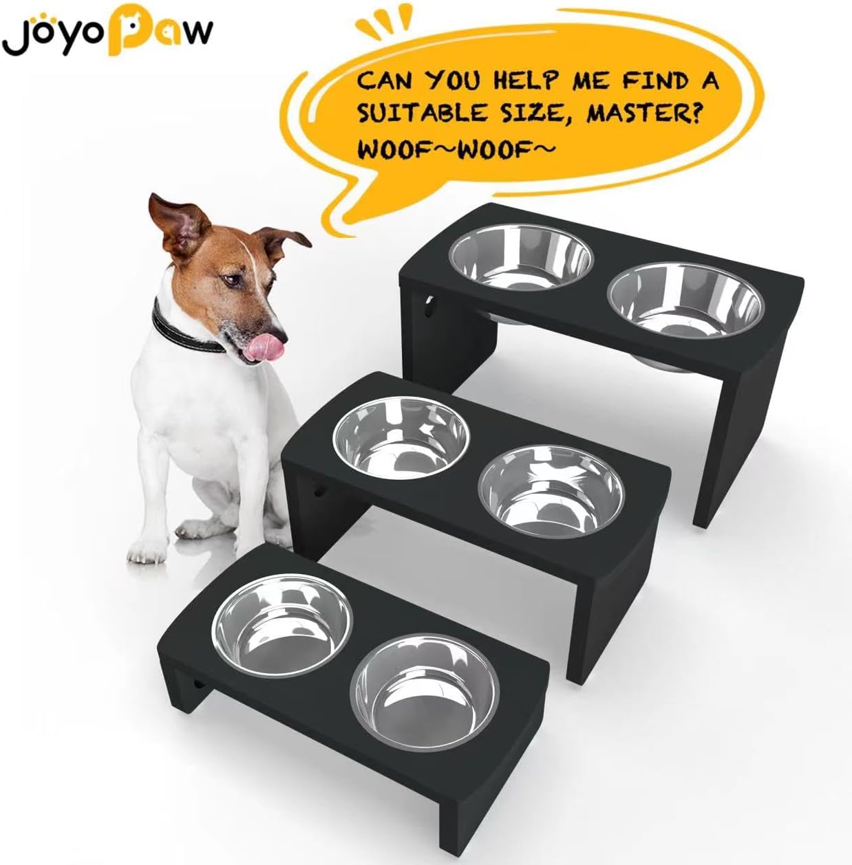 Elevated Dog Bowls, Bamboo Raised Dog Bowl for Medium Dogs, with 2 Stainless Steel Bowls (7'' Tall-40 oz Bowl)