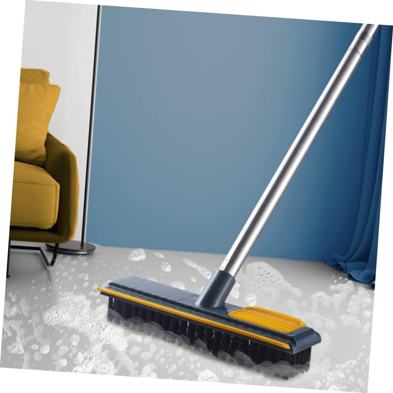 PartyKindom Household Push Broom Pet Hair Broom for Carpet Cleaning Angle Scrub Brush Telescopic Tube