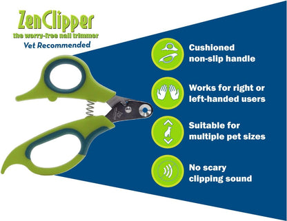 Zen Clipper Pet Nail Clipper for Dogs – Dog Nail Clipper for Safer Grooming and Nail Care - Clean, Quiet, and Easy-to-Use Stainless Steel Dog Nail Trimmer - (3mm Hole)