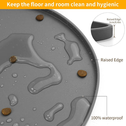 Ptlom Silicone Pet Placemat for Dogs and Cats, Non-Slip Waterproof Dog Feeding Bowl Mats for Food and Water, Small Medium Large Pet Puppy Tray Mat Prevent Residues from Spilling onto The Floor, Beige