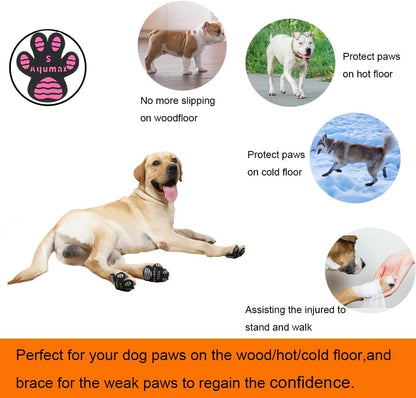 Dog Paw Protector Non-Slip Gripper Traction Pads,Walk Assistant for Senior Dogs,Foot Stickers for Hardwood Floors,Dog Shoes Booties Socks Replacement,6 Sets (24 pcs) XXL Black