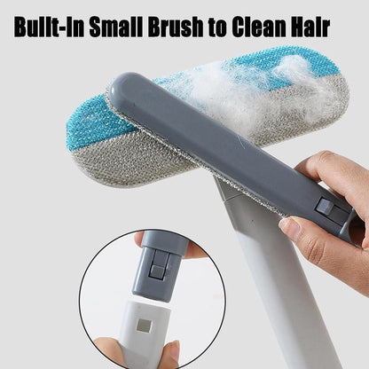 Pet Hair Removal Tool 2026 Upgrade 4 in 1 Pet Hair Remover Broom for Couch Furniture Washable Reusable Lint Roller Multifunctional Dog Cat Fur Remover Tool Cleaning Brush (Blue)