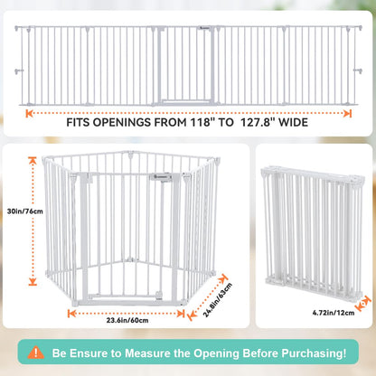 COMOMY 80" Extra Wide Baby Gate, Dog Gate for House Stairs Doorways Fireplace, Auto Close Pet Gate with Door Walk Through, 3 Metal Panels, Hardware Mounted Baby Fence Indoor Outdoor(30" Tall, Black)