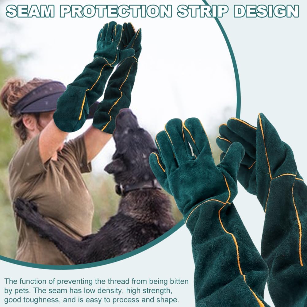 23.7" Animal Handling Gloves - Bite Proof, Long Protective, Durable Gloves for Cat, Dog, Snake, Falcon, Zoo Workers