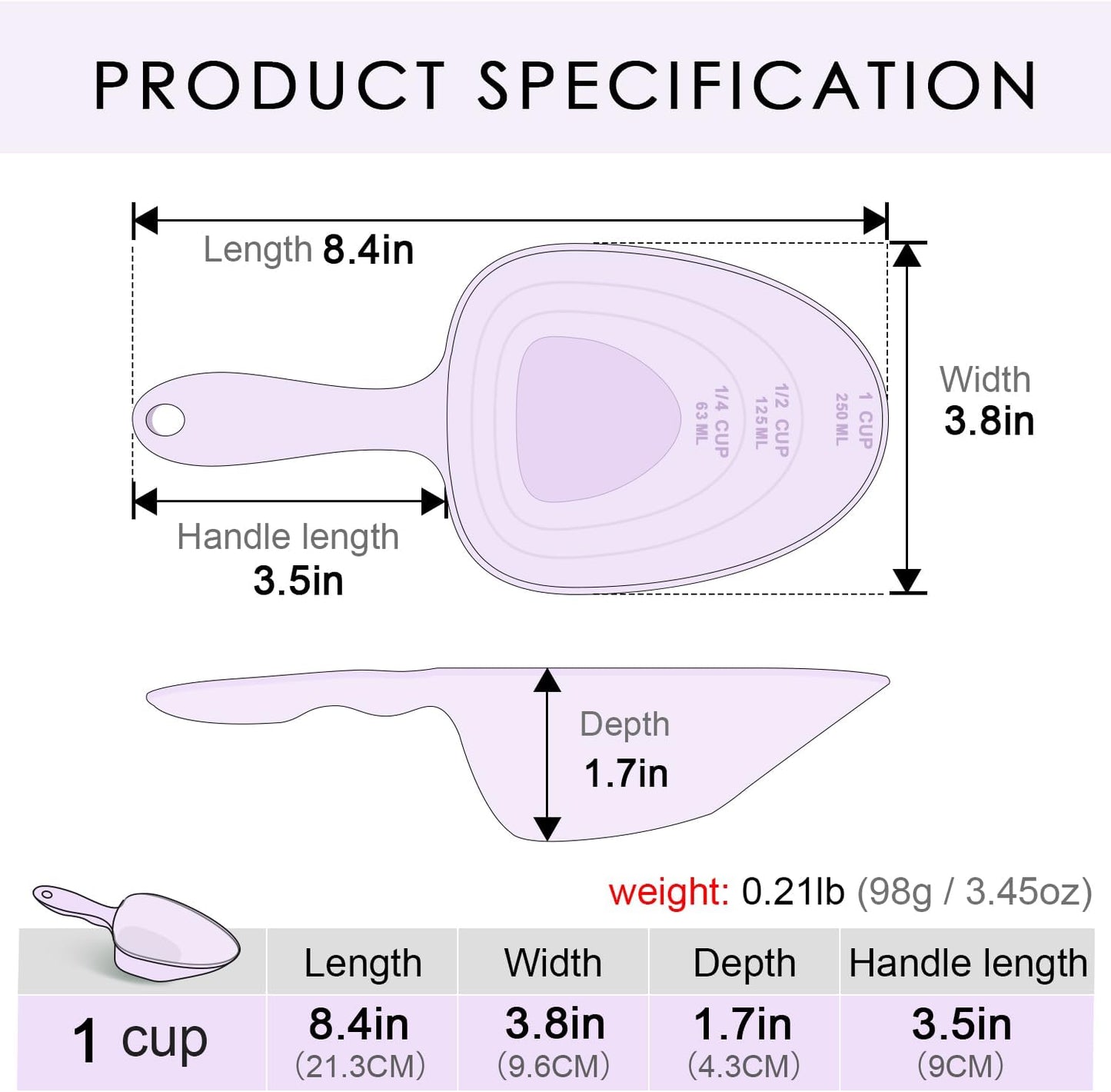 1-Cup Melamine Pet Food Scoop — Precise Feeding & Weight-Management Measuring Scoop for Dogs & Cats, BPA-Free, Durable, Dishwasher-Safe (Baby Blue)