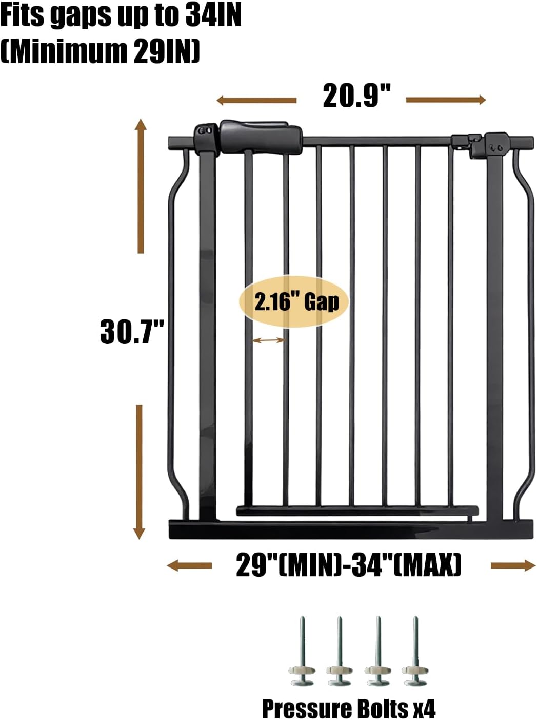 Extra Wide 76.4-81 Inch Large Baby Gates for Stairs, Doorways - No Drilling, Pressure Mounted Pet Gates for Kids & Dogs