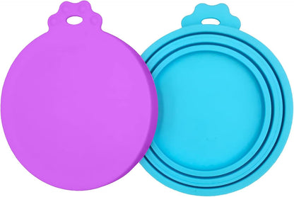 2 Pack Pet Food Can Covers, Silicone Universal Can Lids for Dog & Cat Food, BPA Free, One Fit Most Standard Size Food Cans Green/Blue