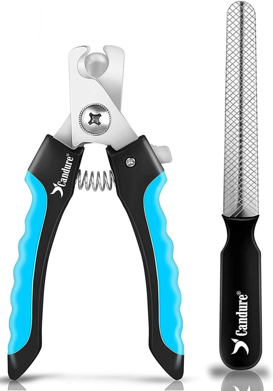 Candure Dog Nail Clippers Professional Pet Nail Clipper Suitable for Cats, Rabbits and Guinea Pigs - Safety Lock/Protective Guard to Avoid Over Cutting (Green, Medium to Small)