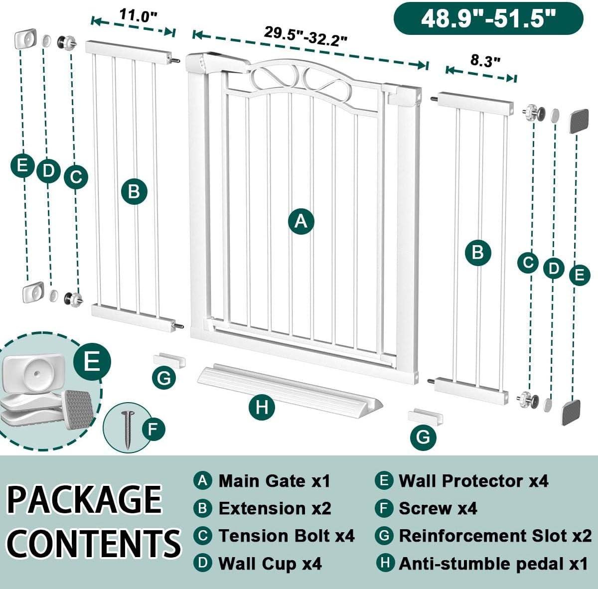 Fairy Baby 68.1"-70.8" Extra Wide Press Mounted Baby Gate Indoor for Kids Or Pets Walk Thru No Drill Long Dog Gates for The House Doorway Child Safety Gate