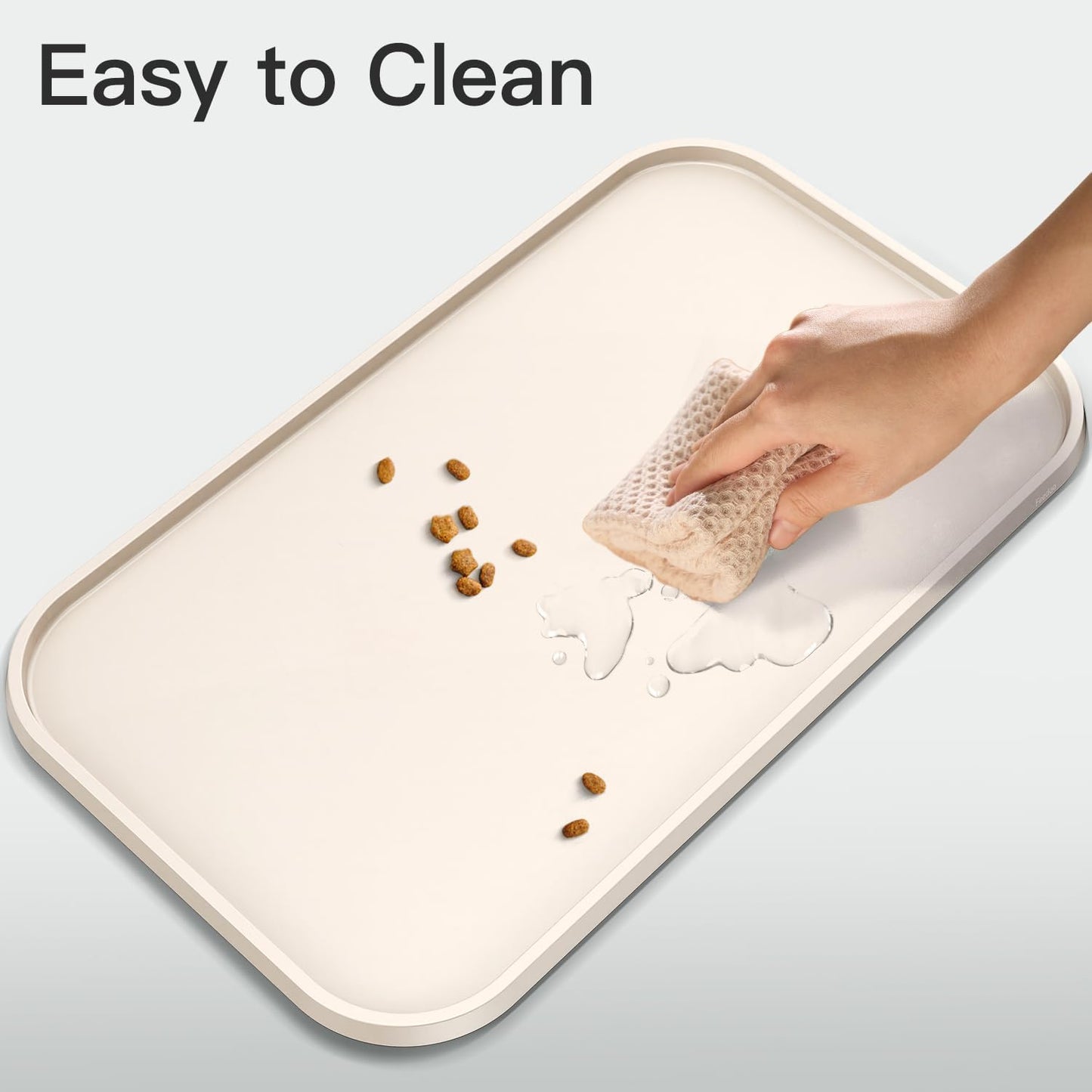 Pet Feeding Mat [Warped Resistant Raised Edge], Water-Proof Silicone Placement for Food Water Bowls, Anti-Slip Base Protect Floor, BPA-Free&Dishwasher-Safe [23.5x13.5inch Large, Gray]