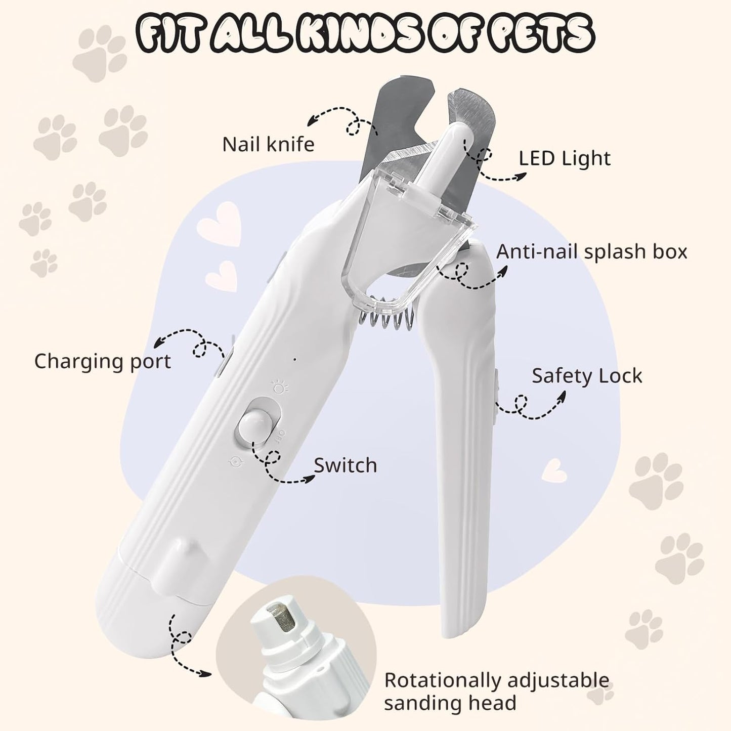 2-in-1 Dog Nail Trimmers & Dog Nail Grinder, Dog Nail Clippers with 2 LED Lights & Safety Guard, USB Rechargeable, Multiple Grinding Methods for Small, Medium, and Large Dogs & Cats (Green)