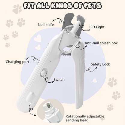 2-in-1 Dog Nail Trimmers & Dog Nail Grinder, Dog Nail Clippers with 2 LED Lights & Safety Guard, USB Rechargeable, Multiple Grinding Methods for Small, Medium, and Large Dogs & Cats (Green)