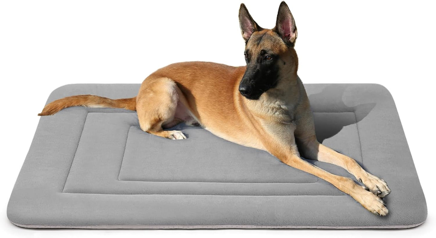 Dog Bed Soft Dog Crate Bed Pad Mat, 42 in Non Slip Bottom Washable Beds for Large Dogs, Pet Bed Mattress Kennel Pad, Dark Gray