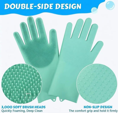 PETLUXE, Pet Grooming Gloves for Dogs & Cats, Silicone Deshedding Brush, Gentle Fur Remover, Bathing & Massage Gloves. 3 Colors Variation (Green)