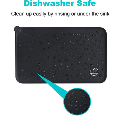 Silicone Waterproof Dog Cat Pet Feeding Mats, Non Slip, Easy Clean Pet Dog Cat Bowl Mats Placemat (18.5" x 11.5") Green